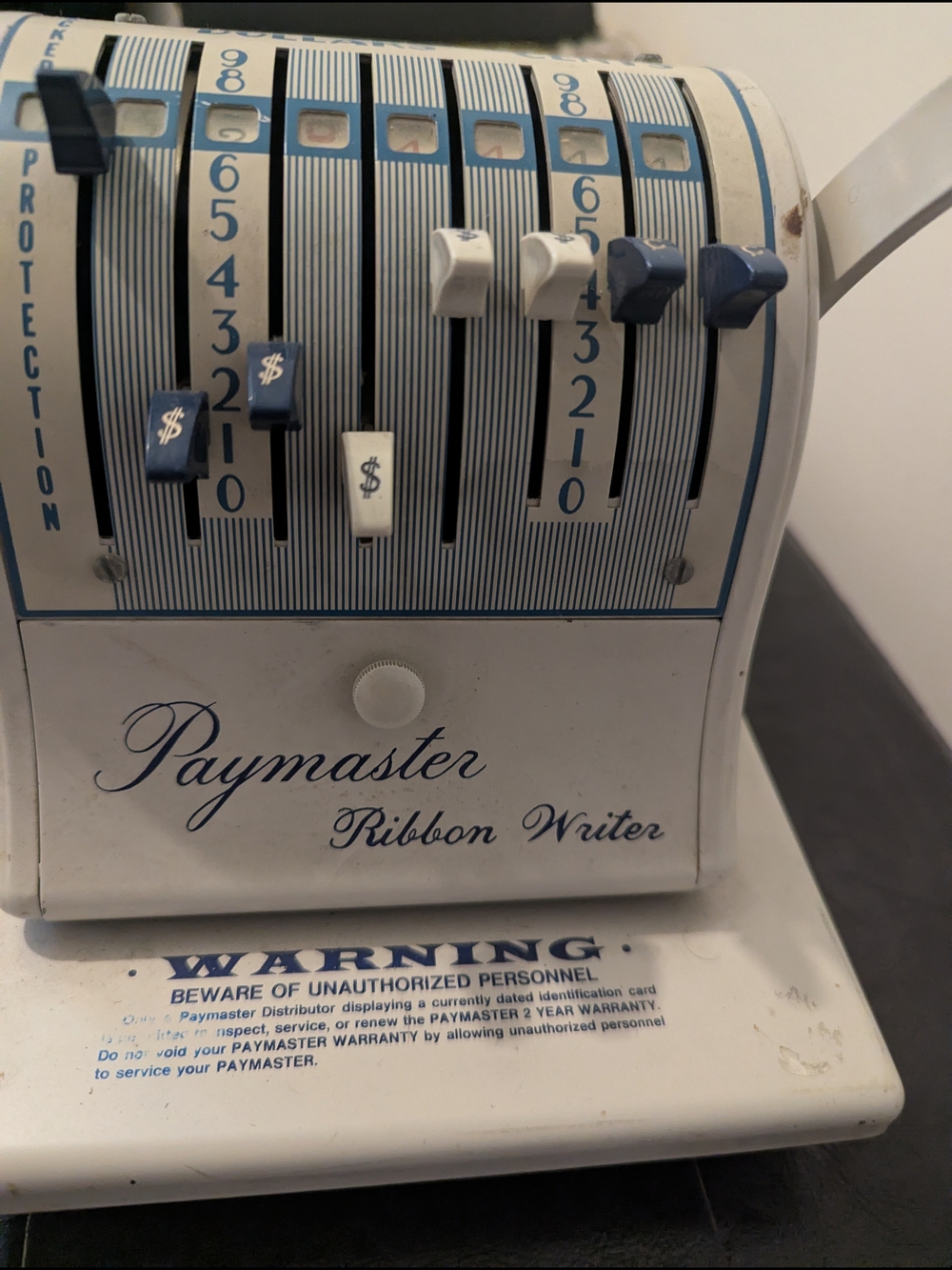Vintage Paymaster Ribbon Writer Check Protector Machine
